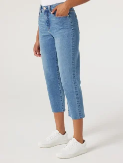 Cheap Jeanswest Annie Mid-Waisted Straight Capri MidIndigo