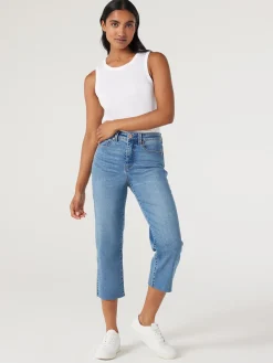 Cheap Jeanswest Annie Mid-Waisted Straight Capri MidIndigo