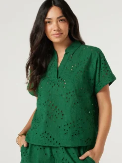 Hot Jeanswest Cara Cutwork Shirt Green