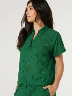 Hot Jeanswest Cara Cutwork Shirt Green