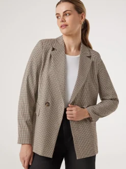 Store Jeanswest Daisy Double Breasted Jacket BeigeCheck