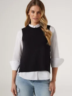 Fashion Jeanswest Genevieve Split Back Vest Black