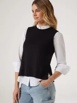 Fashion Jeanswest Genevieve Split Back Vest Black