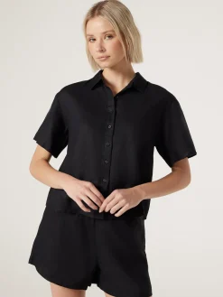Best Jeanswest J-Luxe Classic Linen Relaxed Shirt Black