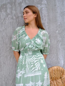 Sale Jeanswest Shiloh Peasant Dress Green