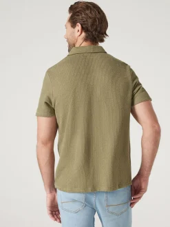 New Jeanswest Short Sleeve Jasper Textured Polo Blue