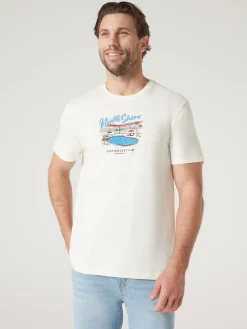 Hot Jeanswest Short Sleeve North Shore Print Crew Tee White