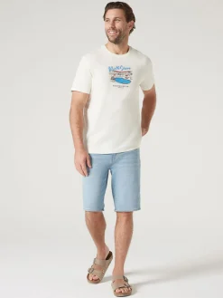 Hot Jeanswest Short Sleeve North Shore Print Crew Tee White