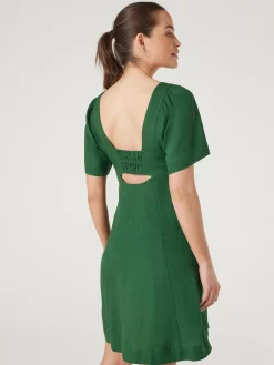 Hot Jeanswest Victoria Flutter Sleeve Dress Green